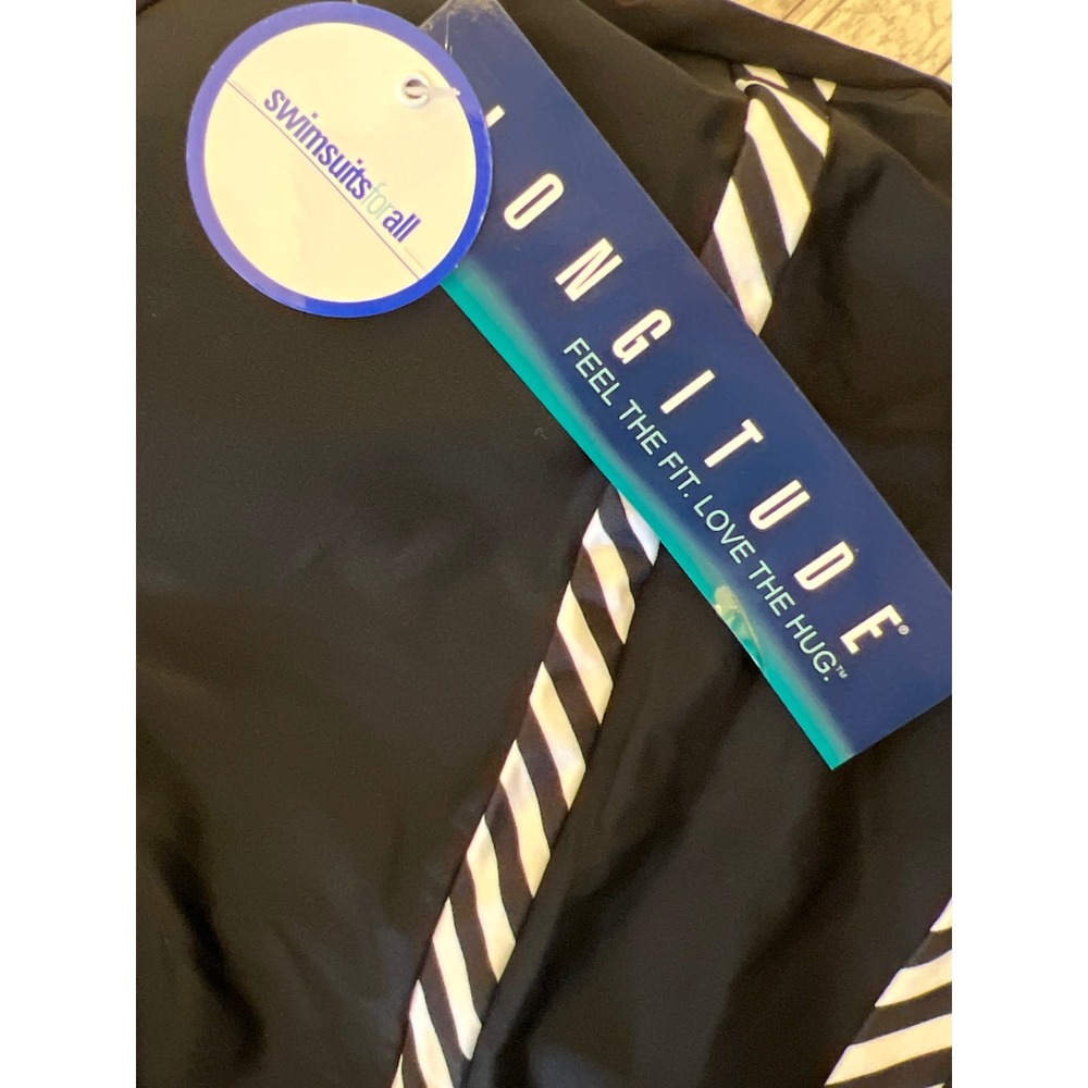 Longitude Black White Stripe One Piece Swimsuit‎ 24W Plus Size